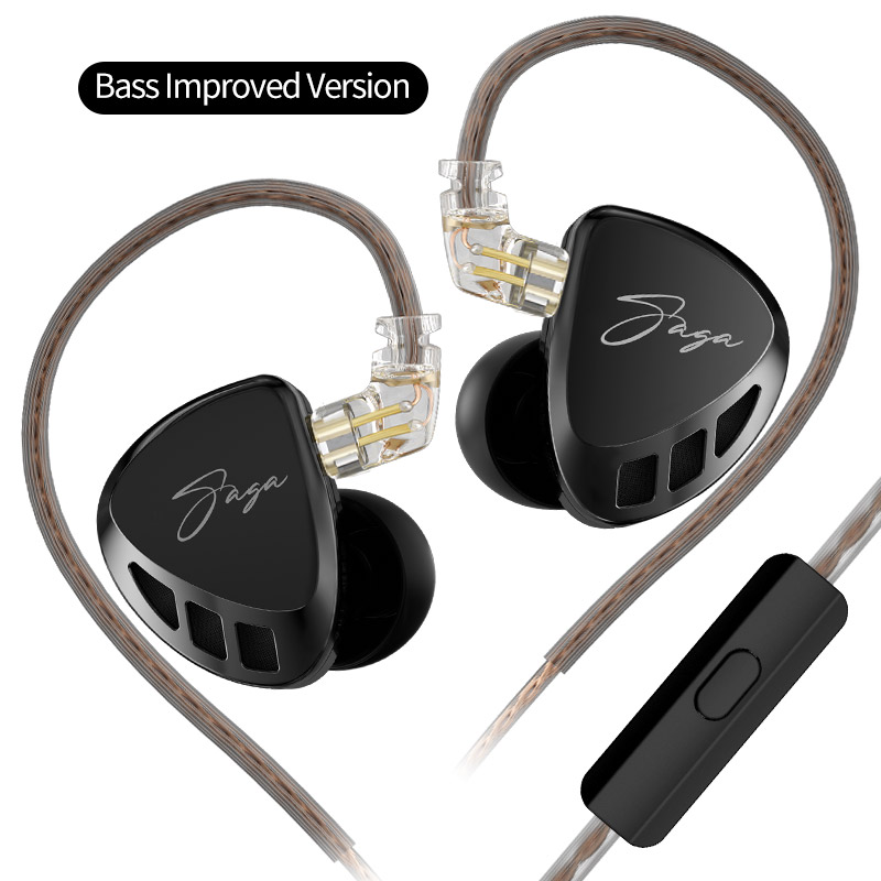 KZ Saga Wired Earphones Stage Live Monitor Sport Headphones HiFi Stereo Bass Fever Music Metal Earbuds Gaming Headset: army green