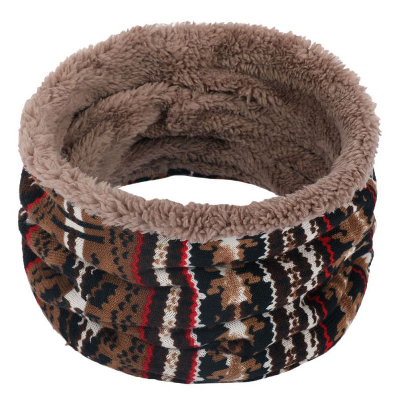 Winter warme gebreide ring sjaals print dikke binnenkant super elastische gebreide sjaals bandana nekwarmers sjaal mannen vrouwen: A2