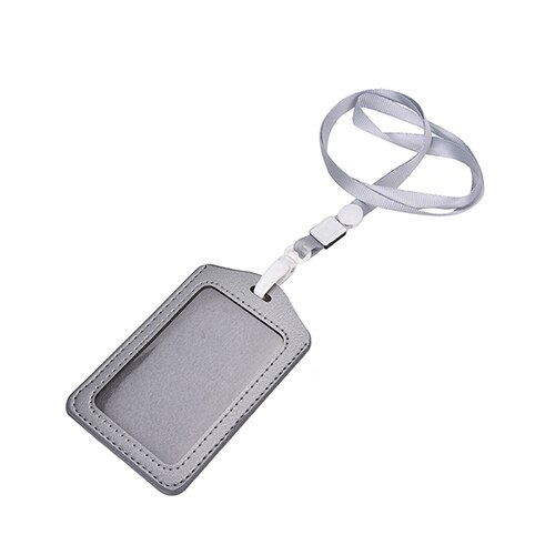 PU Leather Neck Strap Card Holder Bus ID Card Holder Business Card Case with Lanyard Credit Card Cover Metal Credit NFC Holder: Gray