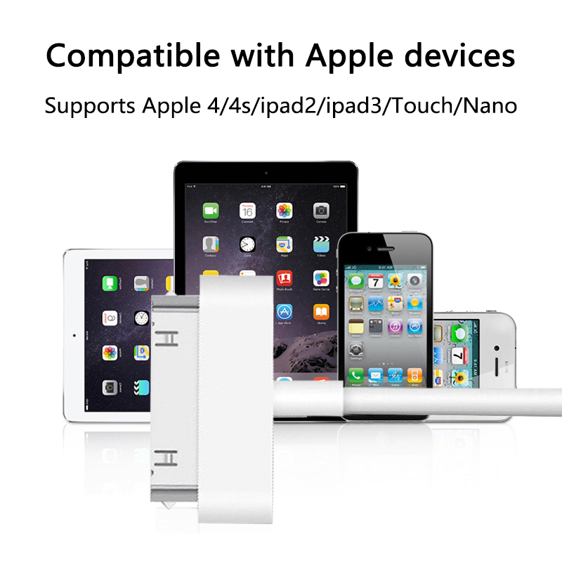 Accesorios adaptadores de cable de 30 pines Cable de datos de carga Nano Touch Cargador USB para IPhone 4 4s IPad 1 2 3 IPod