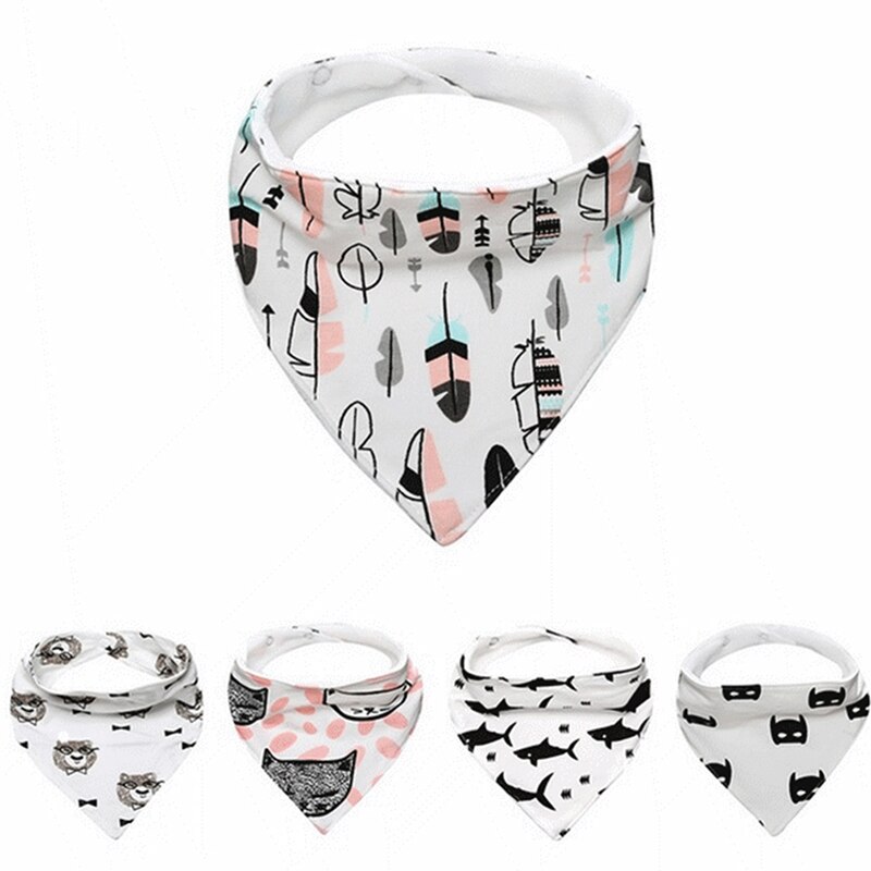 Baby Bibs Burp Cloths Printed Dribble Triangle Waterproof Bibs Breastplate Baby Cotton Bandana Drool Bibs Feeding Saliva Towel