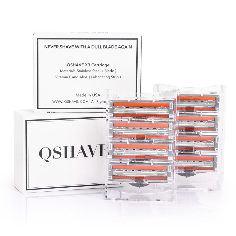 QShave Orange Series 3 Layer Razor Blade Refill Men Manual Shaving X3 Blade 4 Cartridges can choose IT 8 and 16 Cartridges