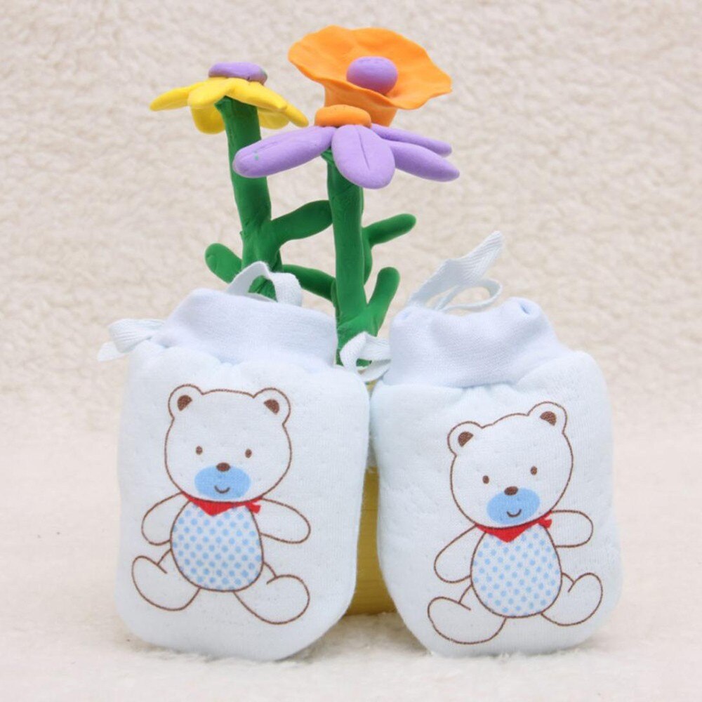 Winter Baby Handschoenen 1 Paar Leuke Cartoon Baby Baby Jongens Meisjes Anti Scratch Pasgeboren Wanten Stof Handschoenen Baby Care Accessoires: Blauw