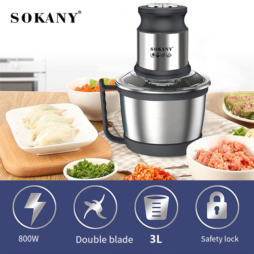 3l elektriske kødhakkere i rustfrit stål, foodprocessorer, hakker, 800w kødhakkere, mixer, blender, maskine til køkken, 220v 다지기 분쇄기