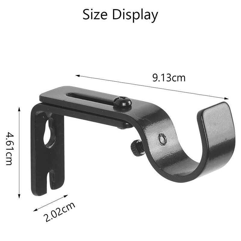 4Pcs Curtain Rod Brackets Set Heavy Duty Metal Curtain Pole Holder For Wall Home Bedroom Office With 8 Fastening Screws