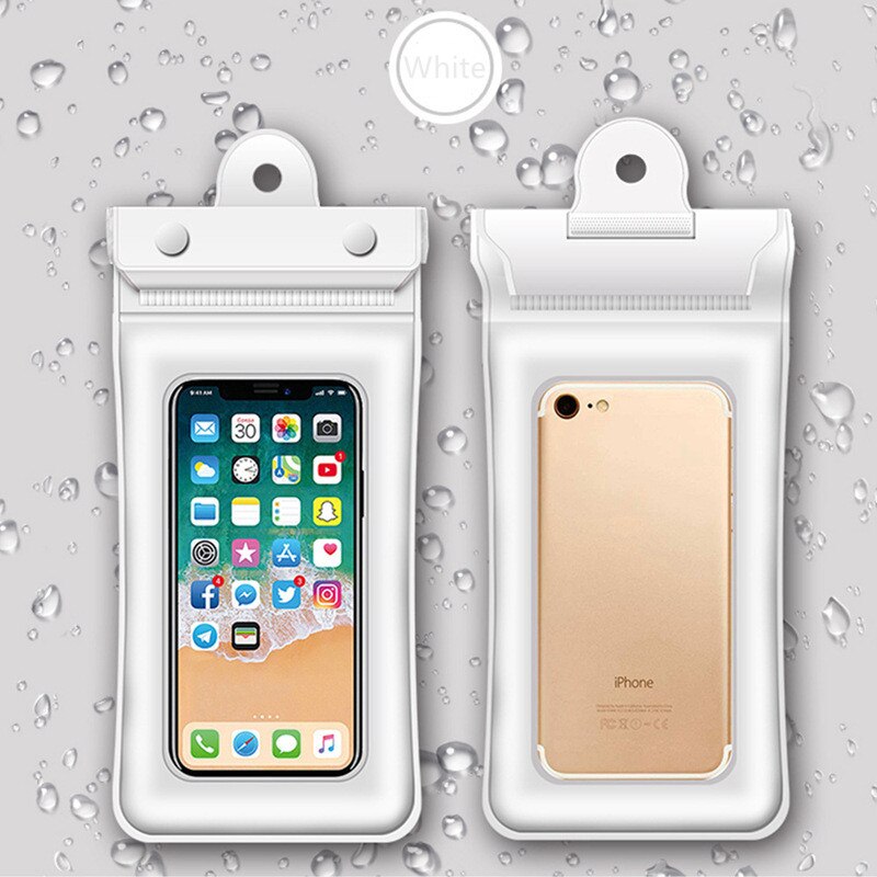Bolsa de aire impermeable para teléfono móvil, funda de PVC para iphone 11 12 pro max, bolsa de buceo en Seco Bajo el agua, funda para teléfono deportivo: White