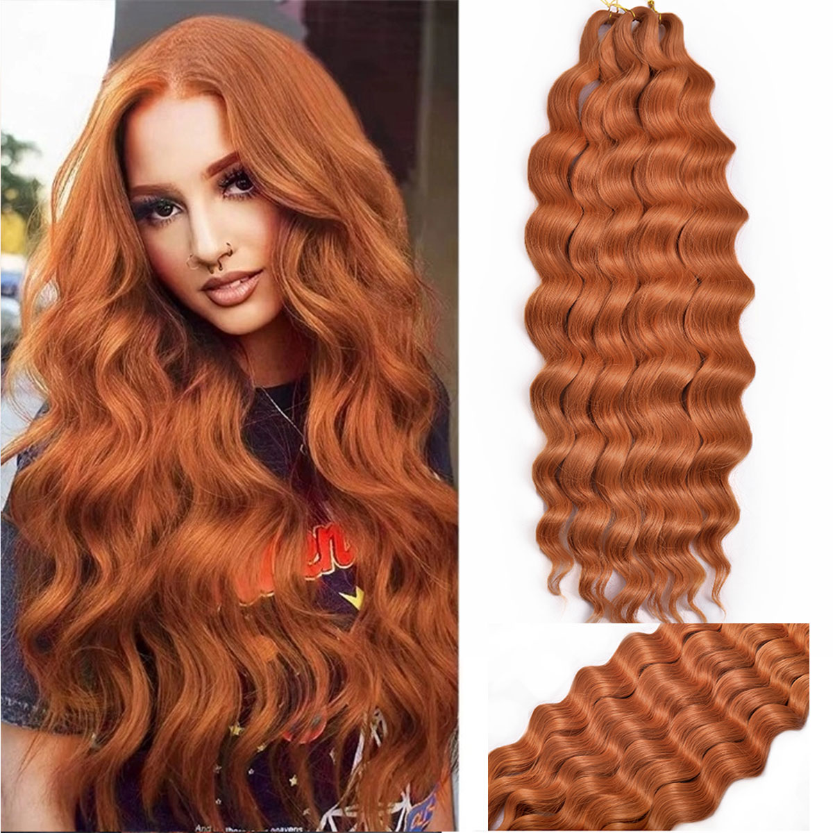 Syntetisk anna twist hæklet krøllet hår 24 cm dybt bølget fletning hår ombre blond brun vandbølget fletning hårforlængelse
