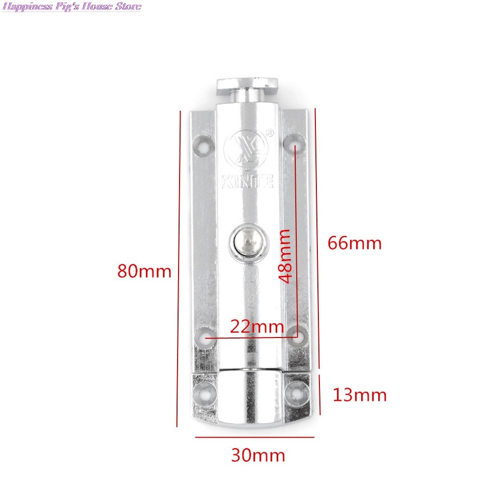 1 x dørs bolt 80 x 30 x 13mm sinklegeringsknapp for automatisk pop-up sikkerhetslås