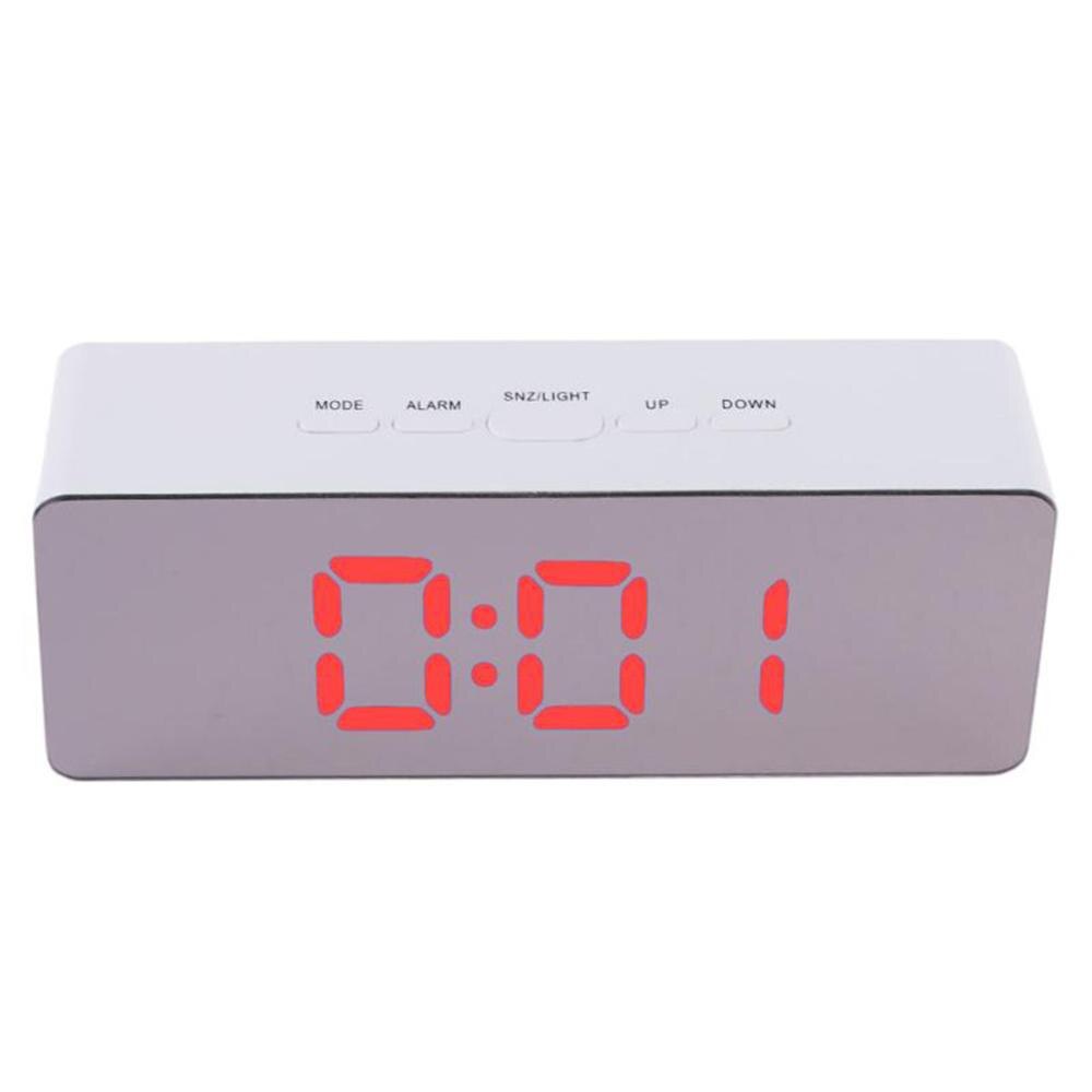 LED Mirror Alarm Clock Digital Snooze Table Clock Wake Up Light Electronic Large Time Temperature Display Home Decoration Clock: C