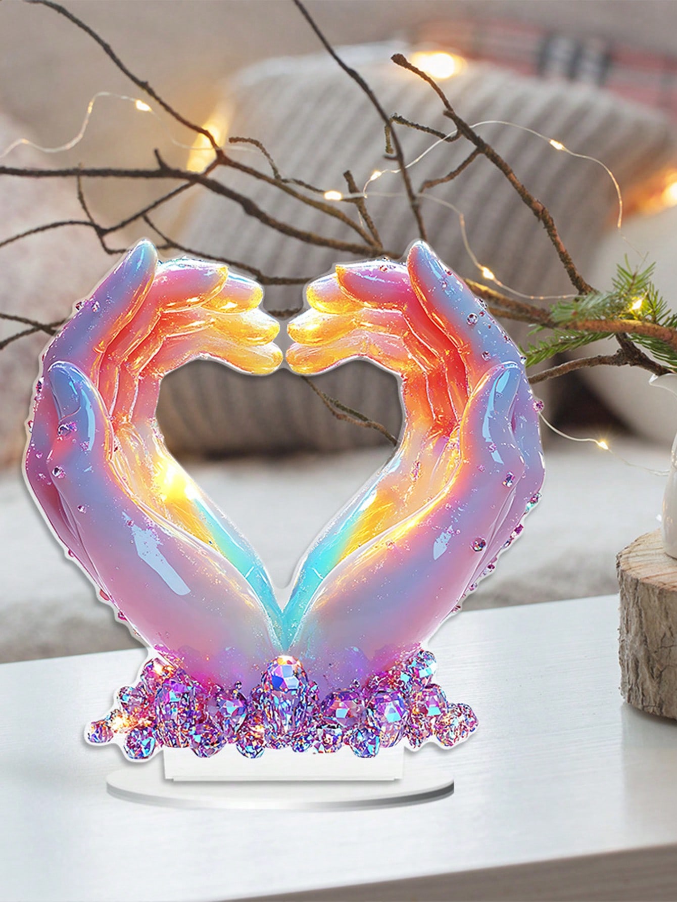 Palm ornaments, heart-shaped hand statues, love finger sculptures wedding ornaments, suitable for office home decoration.