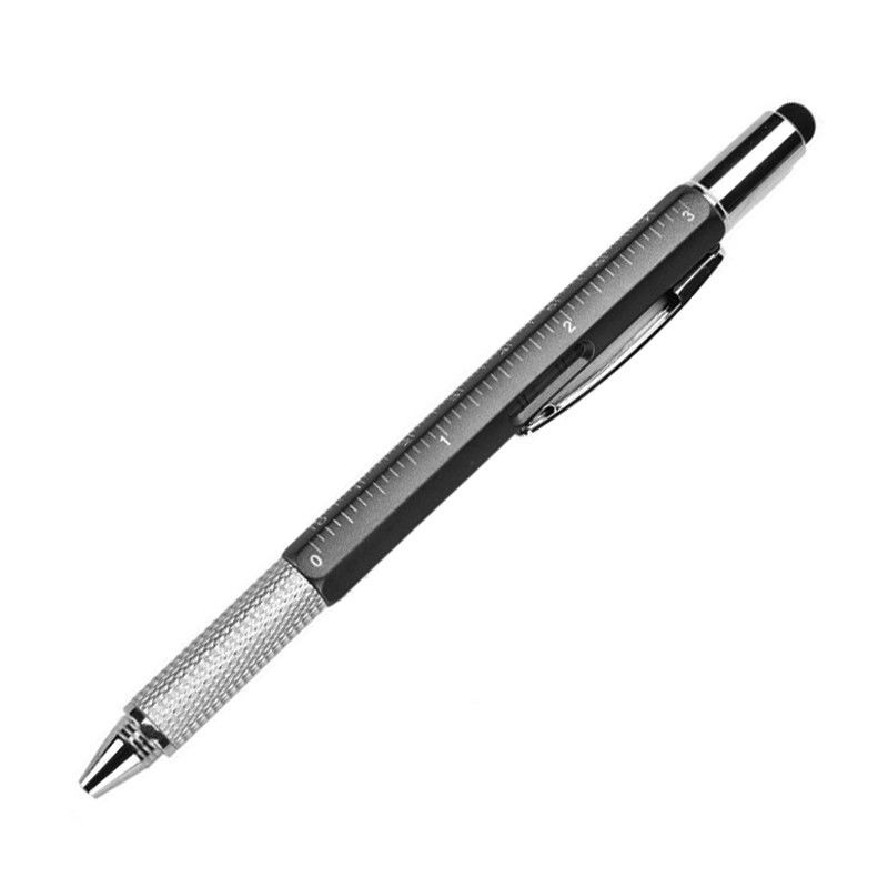 Bolígrafo multifuncional 7 en 1 con dispositivo multitech moderno, regla de medición, destornillador, nivel de lápiz óptico de pantalla táctil: Verde