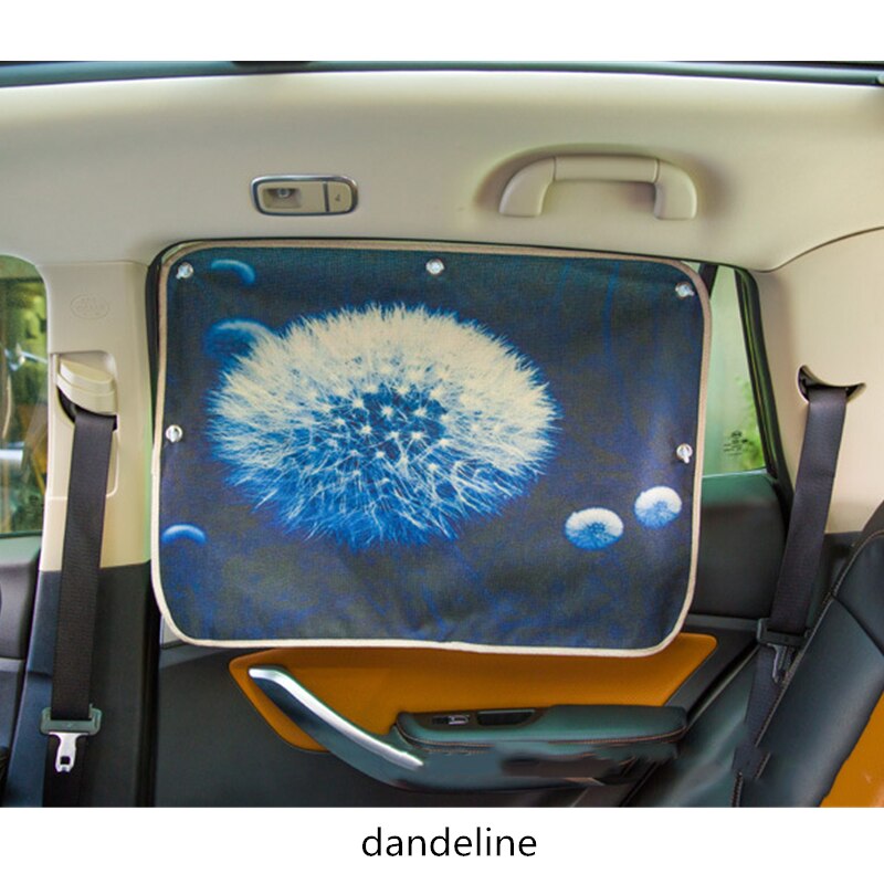Pare-soleil pour pare-brise de voiture, 70x50cm, joli dessin animé, protection pour fenêtre latérale arrière: dandelion