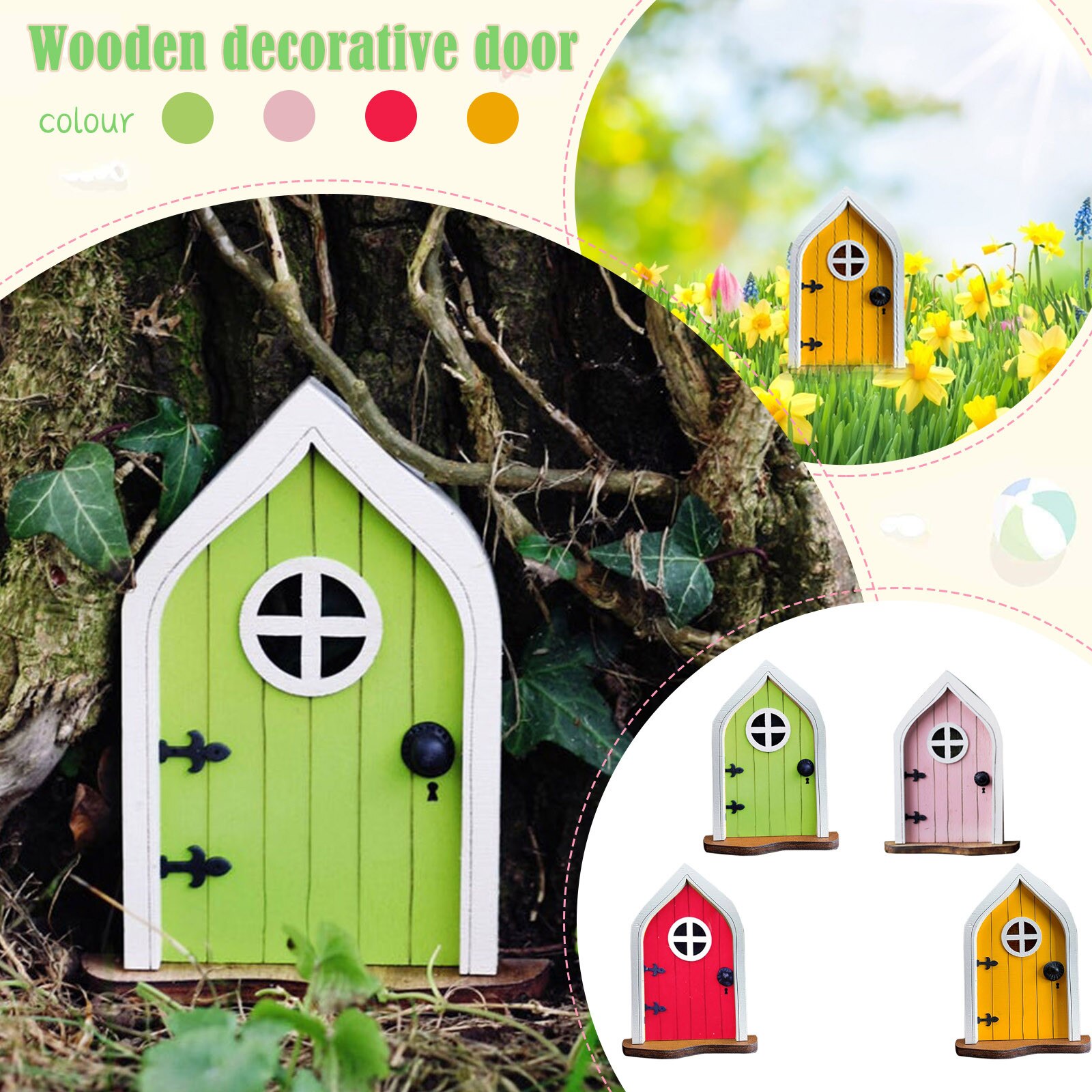 Miniature Fairy Gnome Window Door Elf Home for Yard Art Garden Sculpture Statues Decor Outdoor Fairy Garden #38