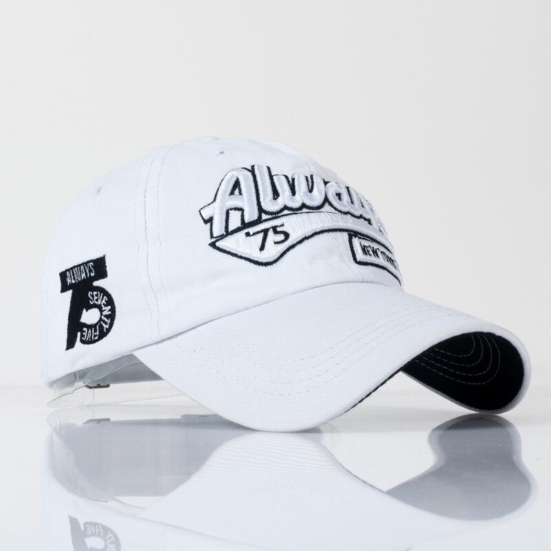 Roxcober heren katoenen letterborduurwerk baseballpet snapback hoed outdoor gorra hombre casquette homme vizieren caps 4002: Wit