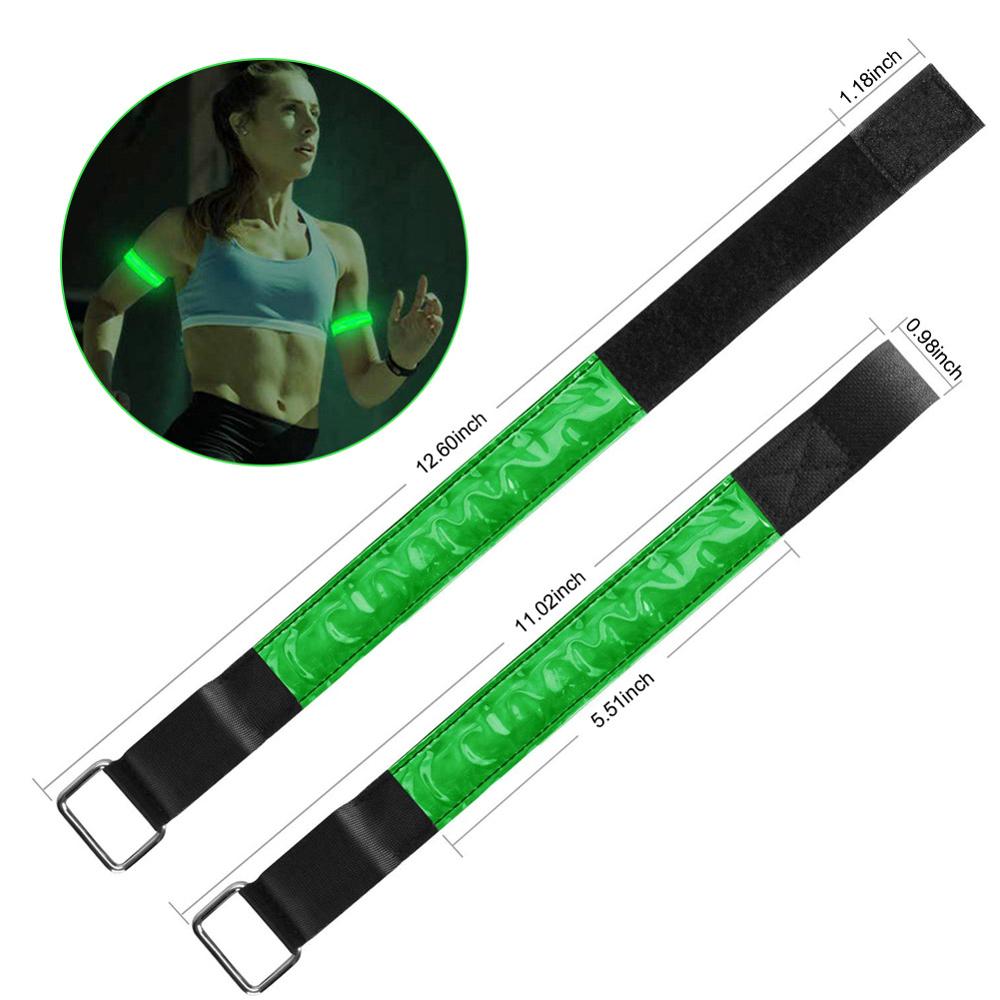 Led armbånd justerbar armbånd reflekterende blinkende strimler ankel glød armbånd sikkerhed lys til nat jogging gå cykling