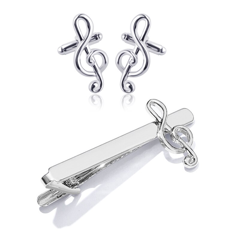 Trendy Music Note Tie Clips Manchetknopen Voor Heren Sieraden Mode Franse Muzikale Manchetknopen Business Bruiloft Knop