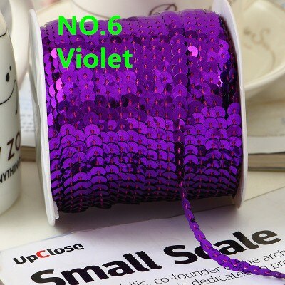 100 Yards 6mm Platte Ronde Pailletten Lint Naaien onTrim, Spangle Pailetten Strings in Roll Voor Ambachten, Vrouwen Doek Accessoires: Dark Purple