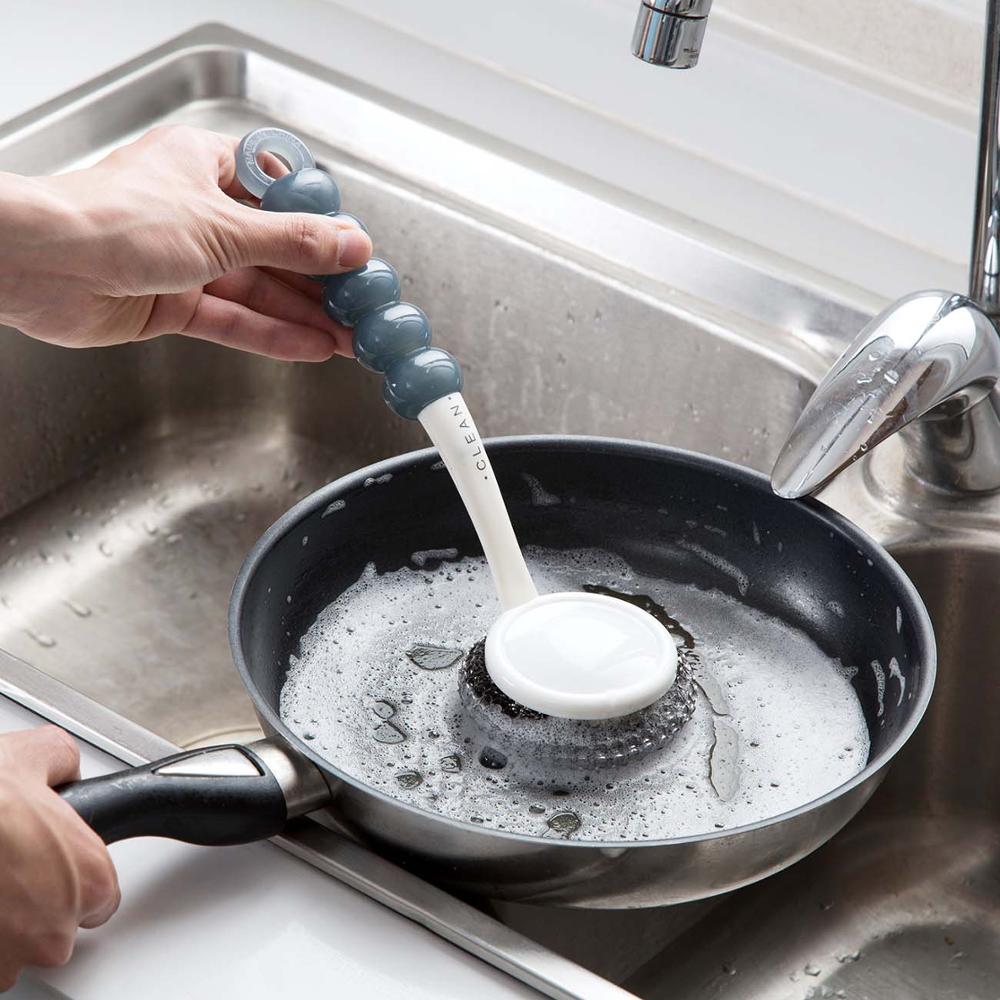 Kitchen Cleaning Brush Steel Wool with Handle Scrubbers Wash Steel Wire Ball Pan Pot Bowl Dish Brush Cleaning Tools