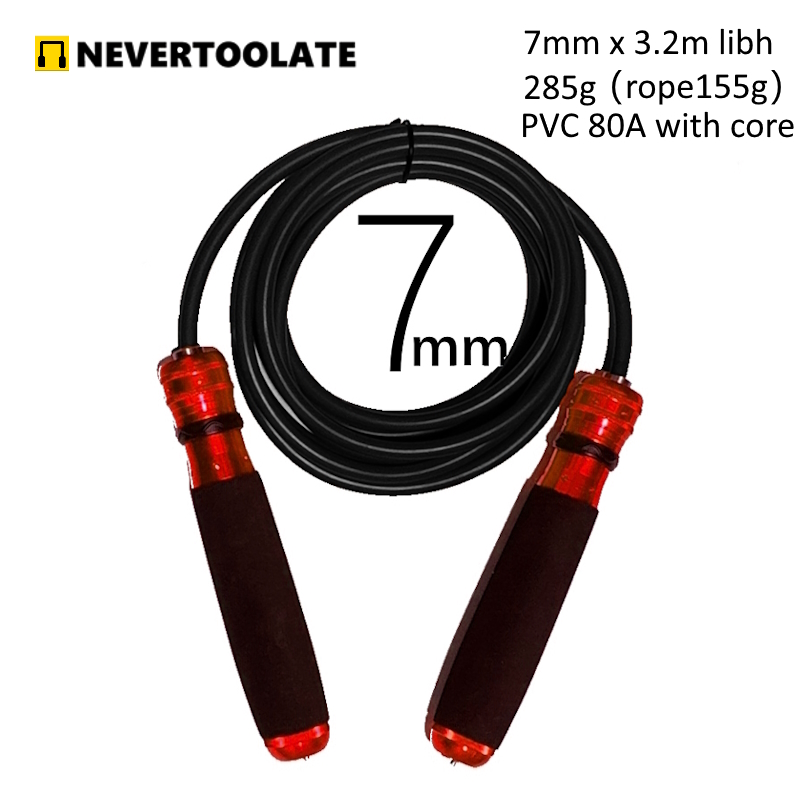 7 mm dickes schweres Springseil aus PVC + PU-Schnurmaterial, Schwamm-Al-Metallgriff, Lagerbier, Fitness-Hiit-Springseil, Springseil: verrotten