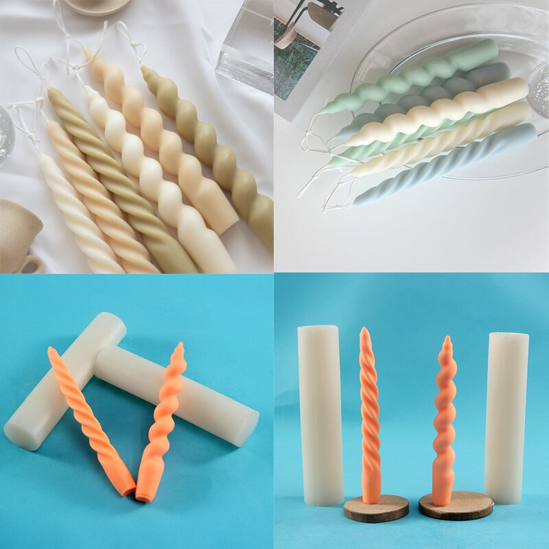 Stampi per candele a stelo lungo a strisce verticali a colonna a spirale fai-da-te stampo per candele in silicone geometrico per decorazioni romantiche per matrimoni a casa
