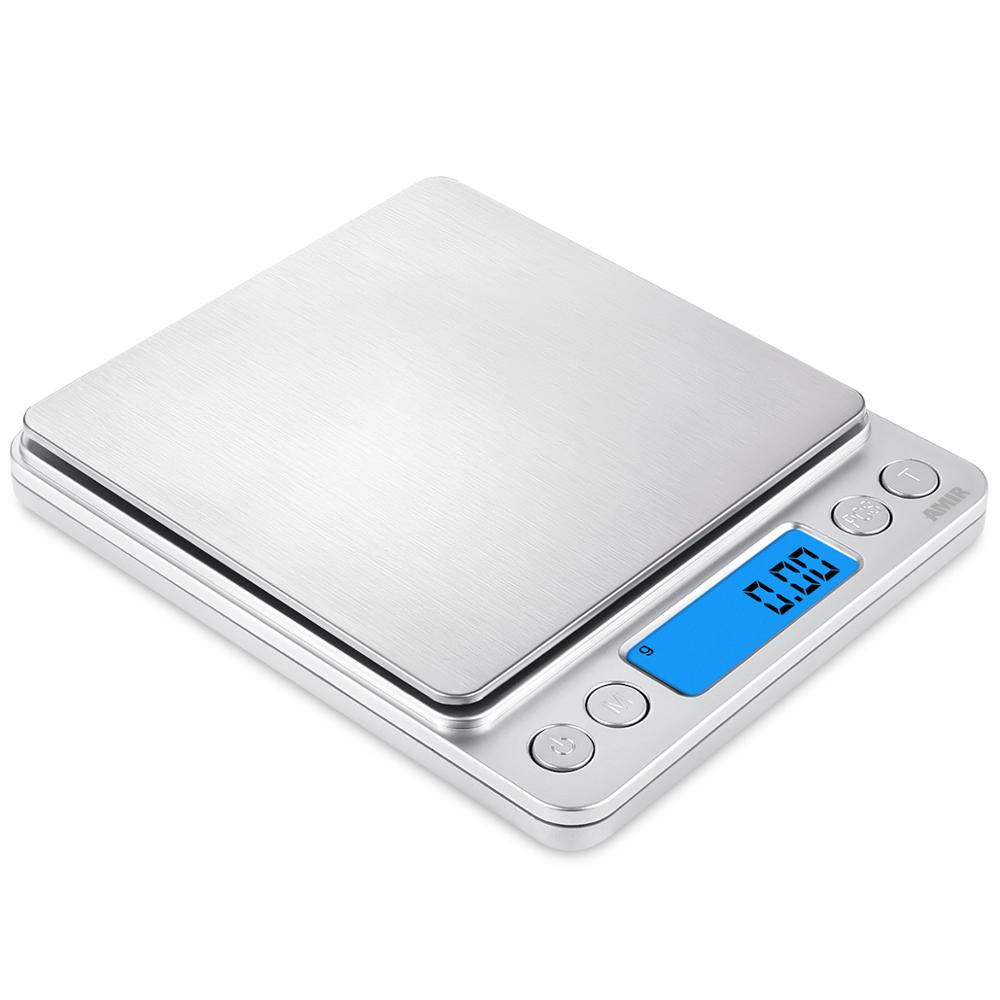 AMIR Digital Kitchen Scale Mini Pocket Stainless Steel Food Baking Scale 500g/0.01g LCD Display Electronic Kitchen Scales