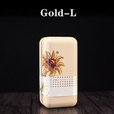Mini Portable Universal Tea Square Can Storage Tinplate Box Packaging Jar: Gold-L