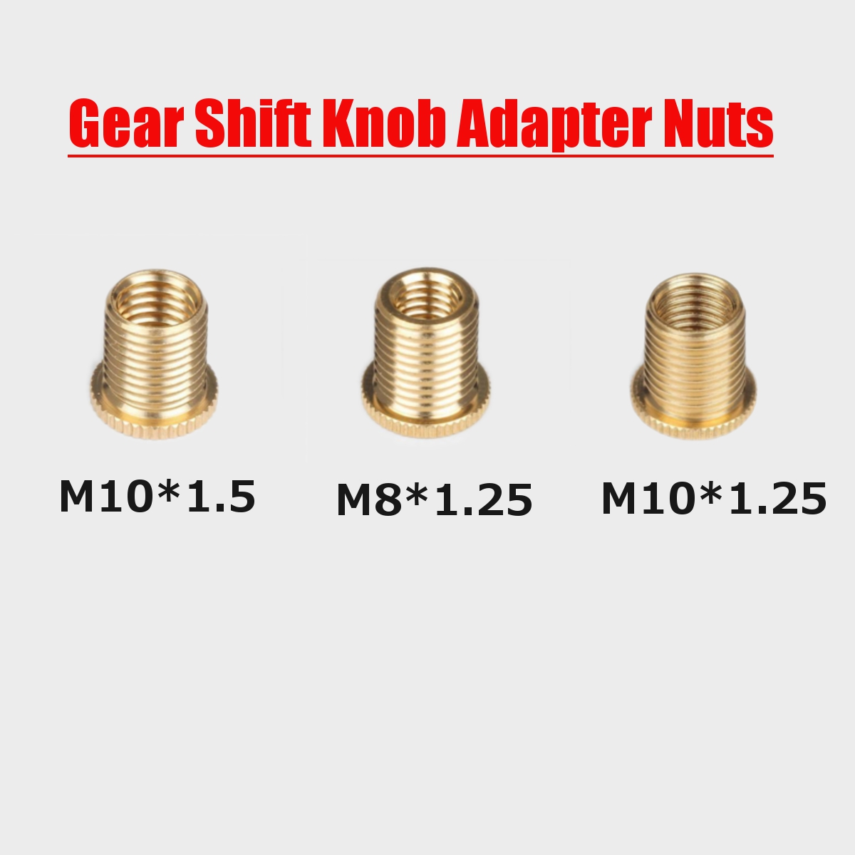 Gearshift Knop Gevind Adapter Sæt - 3 Dele M10x1.25/1.5 & M8x1.25 - Aluminium Legering
