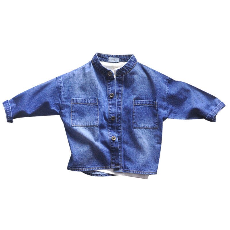VIDMID Children Denim Shirts Classic Solid color long-sleeve Turn-down Collar Boys Shirts For 3-10 Years Old Kids Wear P1018
