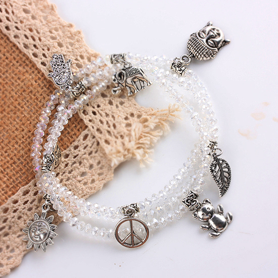 Vintage Kristallen Glazen Hart Zon Olifant Hanger Bedels Voor Armband Elastische Wrap Armband Vrouwen Sieraden Meisjes Mode: Style 3