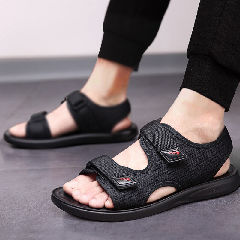 Ins Sandalen Mannen Casual Schoenen Mannelijke Zomer Zwart Strand Sandalen Antislip Platte Zomer Sandalen A1301