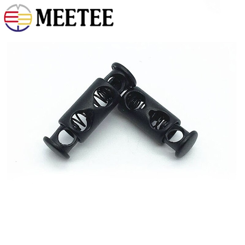 20Pcs Meetee 8mm Metal Cord Lock Stopper Double Hole Hat Clothing Lanyard Rope Stopper Button DIY Sewing Hardware Accessories