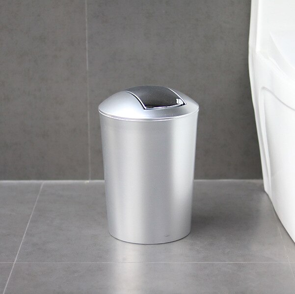 Gylden europæisk stil luksus gyngende låg plast skraldespand til køkken badeværelse toilet: Sølv / 6.5l