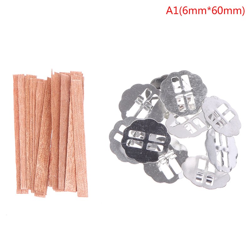 10Pcs 8Mm 10Mm 15Mm Houten Kaarsen Wieken Met Onderhouder Tab Lont Core Diy Kaars Maken Levert parffin Wax Accessoires: 1