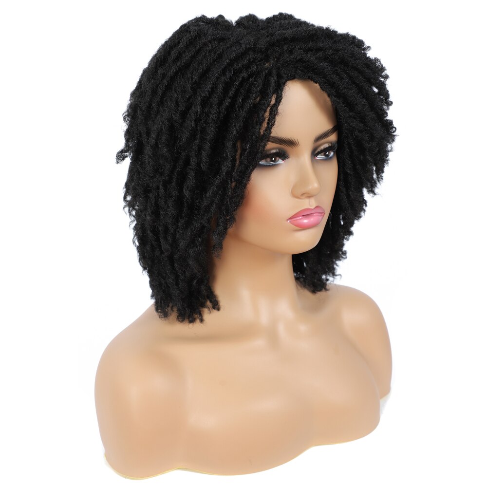 Peluca de rastas trenzada Twist negro marrón corta resistente al calor Crochet Soul Locs pelucas de pelo sintético para mujeres blancas y negras