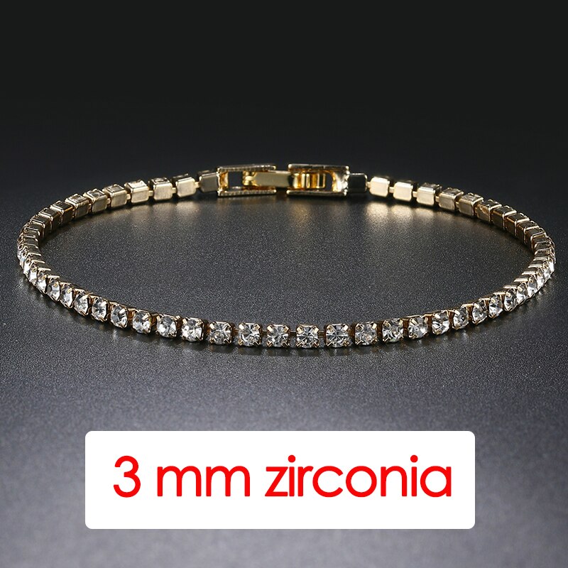 Dames tennisarmband hiphop trendy aaa+ kubieke zirkonia zilverkleurig tiener meisje kristallen ketting aan de hand bruiloft sieraden  h086: 17cm / Donker goud