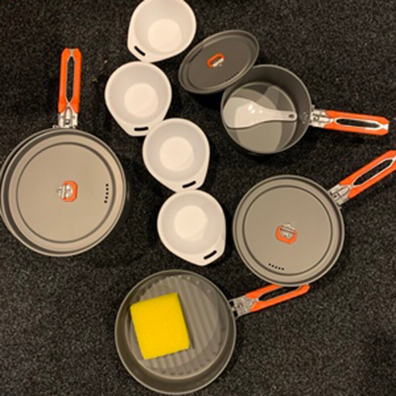Outdoor Hiking Camping Cookware Set Aluminum Cooking Equipment Camping Gas Wood Stove Pans Cocina Camping Camping Supplies