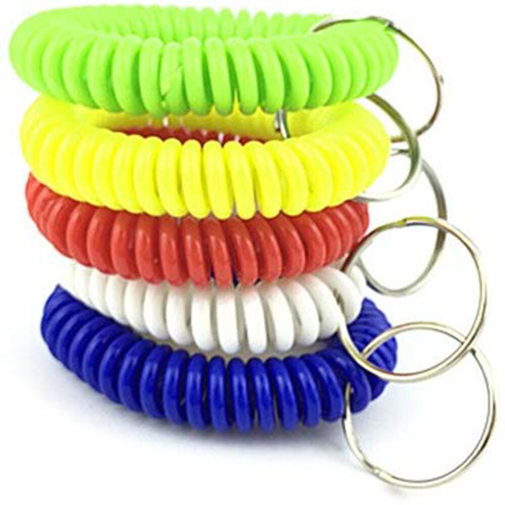 5 Pack Plastic Rekbaar Lente Spiraal Pols Sleutel Coil Pols Band Sleutelhanger Sleutelhangers Voor Outdoor Sport Yoga Sauna zwembad: Colorful
