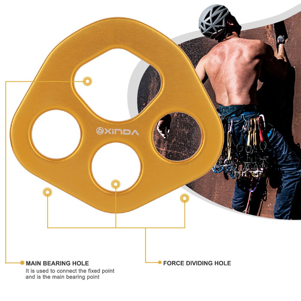 Xinda Anchor Divider Plate Survival 30kN Rock 4 Hole Force Plate Rope Climbing Device for Family Outdoor Camping Accessories