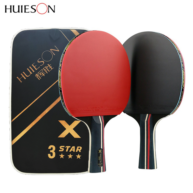 Huieson 2Pcs Upgraded 3 Ster 5 Star Carbon Tafeltennis Racket Set Lichtgewicht Krachtige Ping Pong Paddle Bat Met goede Controle