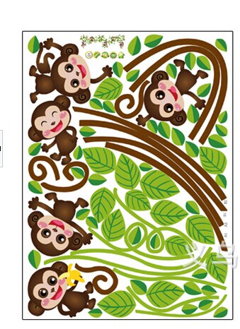 Dyreklistermærker lille abe klatretræ wallstickers mobile art deco baby dreng baby pige værelse wallstickers: Default Title