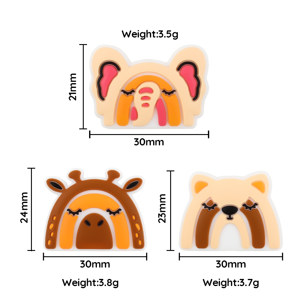 5 pièces perles en Silicone girafe singe écureuil bébé perles de dentition animaux perles focales bricolage porte-clés stylo hochet accessoires