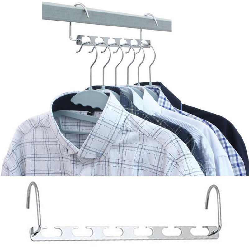 2 stk multifunktionelt tøjvask organisation tørrestativer garderobe pladsbesparende besparelse metal magisk bøjle tøj skab krog stativer