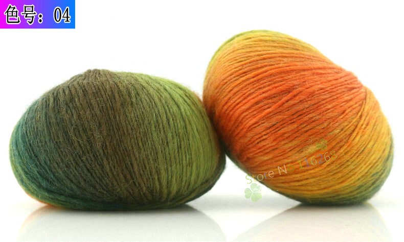 6 Stuks * 50G 100% Australische Wol Regenboog Garen Voor Breien Hand Geweven Lijn Knit Hand Gehaakte breien Regenboog T50: 04