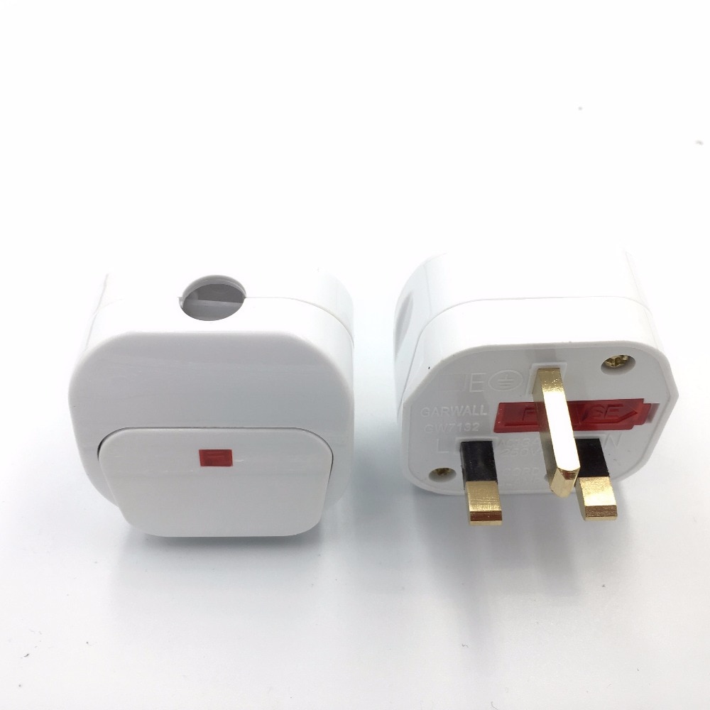 UK 3 Pin Switch 250V 13A AC Power Plug With Switch Male Electrical Socket Fused Connect Cord Overload Protection Adapter