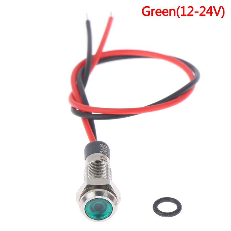 IP67 Waterproof LED Metal Warning Indicator Light 6mm Pilot Signal Lamp 3v-6v/12-24V /220v Red Yellow Blue Green White: Green 12-24V
