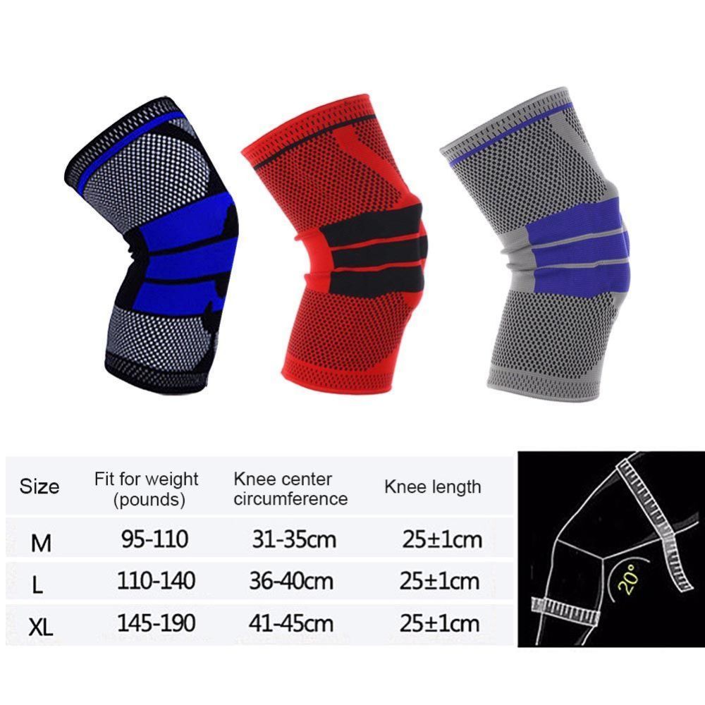 Enkele Fitness Hardlopen Fietsen Knie Ondersteuning Braces Elastische Nylon Sport Knie Pad Sleeve-Sized M (Grijs)