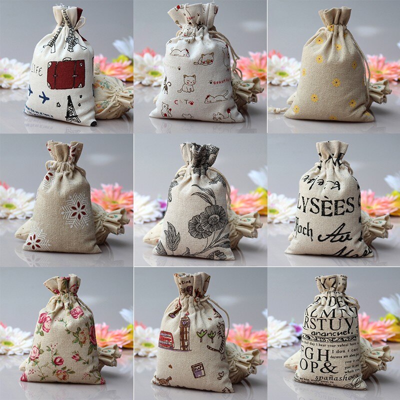 Linnen Jute Koord Bags Sacks Party Gunsten Verpakking Bag Wedding Candy Bags Feestartikelen