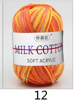 Hilo de lana de ganchillo para bebé, algodón suave y dulce teñido con leche, hilo grueso de fibra tejida a mano, hilos de hilo de ganchillo para suéter DIY: Azul