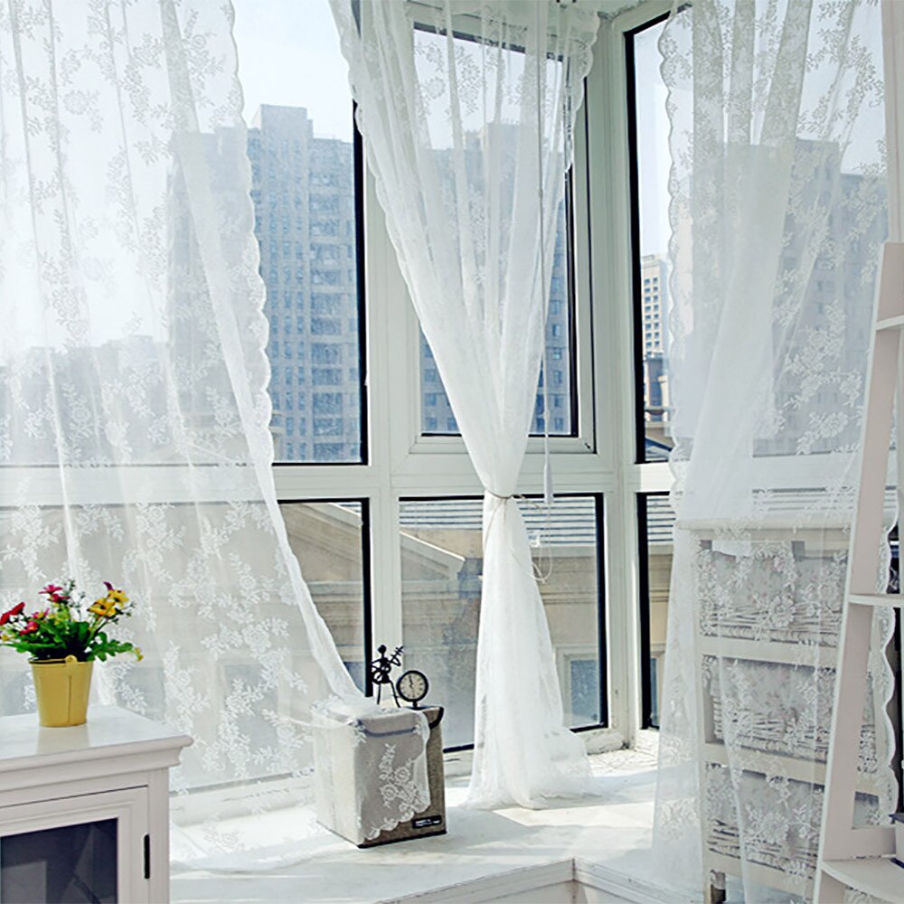 embroidered flower screens European-style voile Tulle Sheer for the bedroom living room curtains window curtains FD