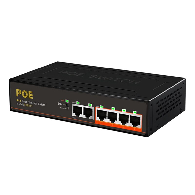 6-Poorts Poe Switch 100M Ingebouwde Voeding Poe Splitter 52V1.25a Lange Afstand Transmissie 250 meter: US Plug